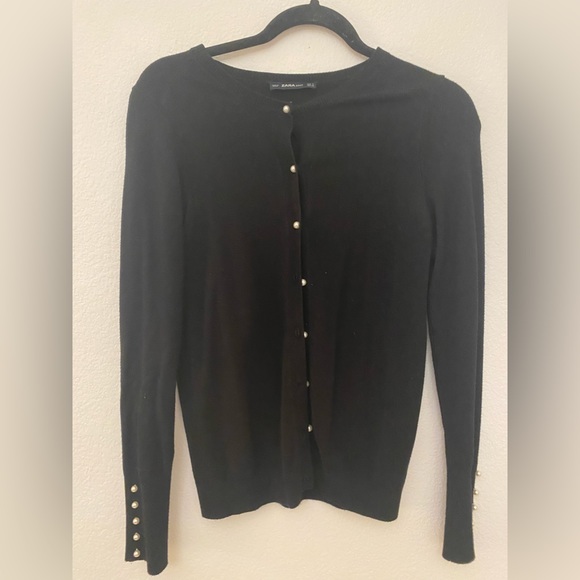 Zara Black Small Pearl Cardigan - Picture 4 of 5